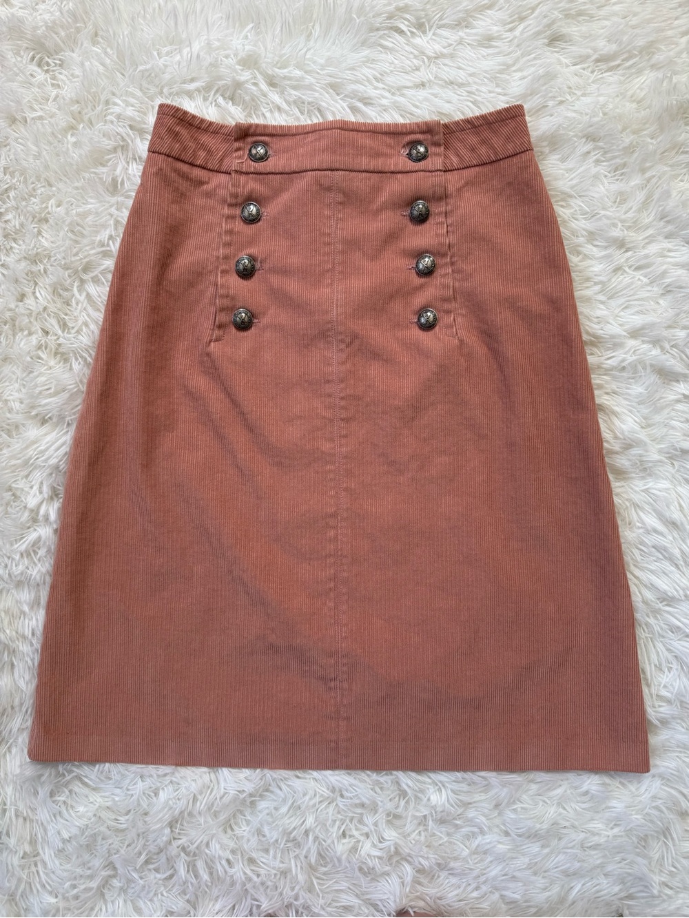 Vintage APC dusty pink corduroy A-line skirt with buttons designer size 38 EU
